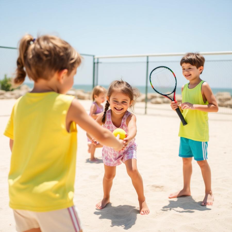Aula infantil de beach tennis